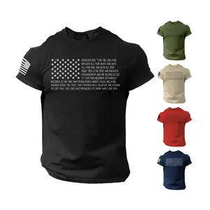 Bible T Shirt Men's USA Flag American Christian Bible Verse Gift Shirt Casual Cotton