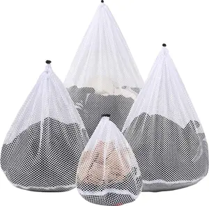Durable 4Pcs Mesh Laundry Bags for Clothes Underwear Lingerie Bed Linen with Drawstring Closure Sturdy 4 Size XXL XL Large Medium Cleaning Organiser Pack