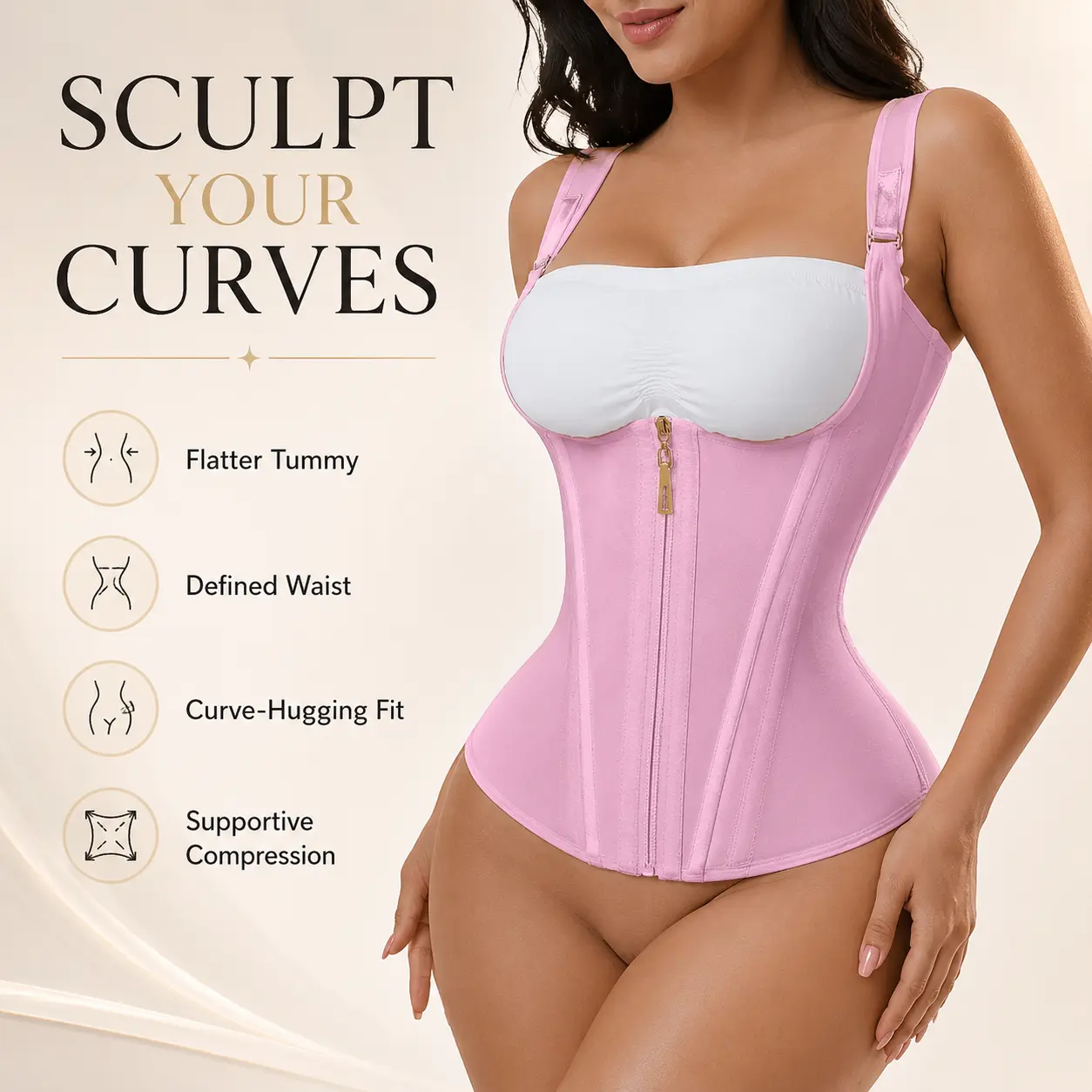 Women's Colombian Fajas 1-Piece Shapewear - Tummy Control, Butt Lifter with Zipper Crotch, One Piece
