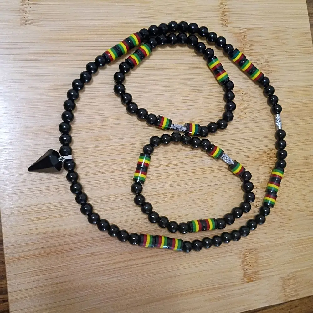 Rasta Beaded Jewelry Set Necklace Bracelet