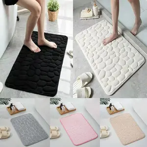 Charming Coral Velvet Bath Mat Set, Non-Slip Bathroom Rug & Absorbent Floor Pad, Modern Design Ideal for Daily Use