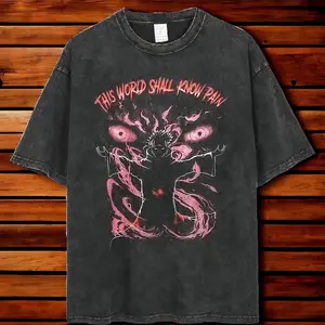 Men's Anime Gym Pump Cover T-shirt, Adult Manga Anime Character Graphic T-shirt, Men's Vintage Washed Graphic T-shirt, Anime Gift