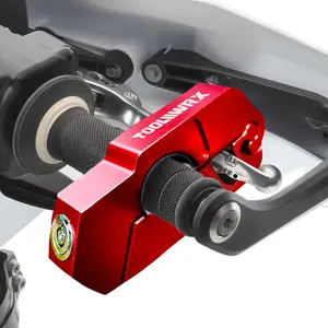 Motorcycle Grip Lock Heavy-Duty Anti-Theft Handlebar & Brake Lever Lock Universal Fit <1.5" for Motorcycles Scooters ATVs Red with 2 Keys
