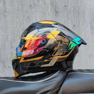 Motorcycle peeling helmet men's and women's motorcycle travel locomotive full helmet four seasons personalized large tail Bluetooth slot sticker kid street bike