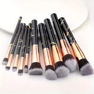 Marble Pattern Makeup Brush Set, 10pcs/set Professional Makeup Brushes with Soft Bristles, Makeup Tool for Beginners, Makeup Brush Kit