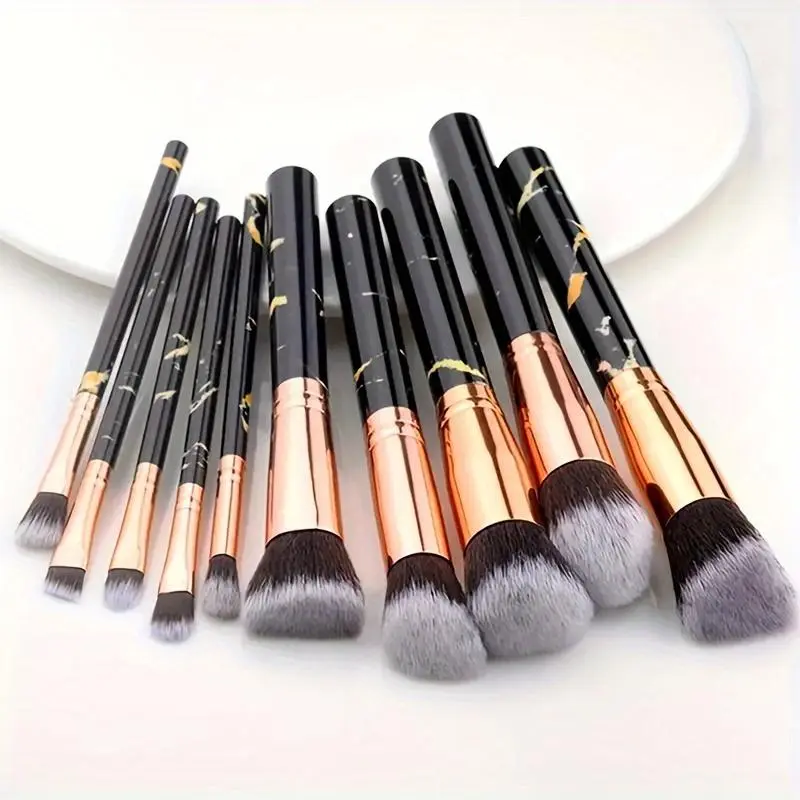 Marble Pattern Makeup Brush Set, 10pcs/set Professional Face Makeup Brushes with Soft Bristles, Makeup Tool for Beginners, Beauty Brush Set, Makeup Brush Kit