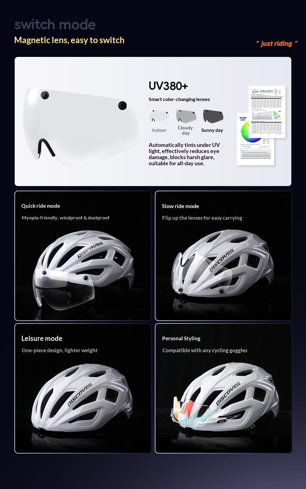 EVR New Magnetic Color‑Changing Cycling Helmet with Visor for Road Bikes — Outdoor Safety Helmet DIS (Item No.: TK2412)