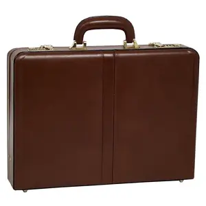 212 MAIN Reagan Brown Full Grain Oil Tanned Leather Attache Case - Men's Professional Top Handle Business Briefcase with Combination Lock and Protective ft, Top Handle Bag, Protective Feet