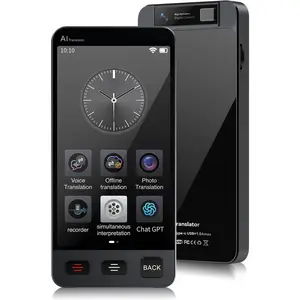 Offline Language AI Translator Device, 142 Languages Two Way Real-Time Voice Translation, ChatGPT  Translator, Recording&Photo AI Translation for Business Learning Travel (Black)