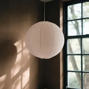 20INCH Large Round Linen Hanging Pendant Lamp Shade Handmade Minimalist Decoration Can Replace Paper Lanterns Suitable for Living Room Hallway Bedroom and Kitchen