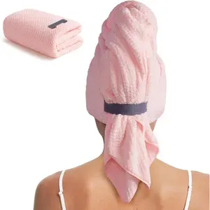 Microfiber Hair Towel Wrap for Women, Quick Dry Hair Turban Towel with Elastic Band, Microfiber Plopping Towel for Curly Hair, Stocking Stuffers for Women ()