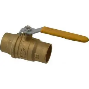Parker Hannifin Pipe Flow Control Ball Valve, 1-1/4" Brass Standard 2-Piece Inline 1-Way Valve, Lever Handle, Solder x Solder Ends, 600 WOG, 150 WSP XV509P-20