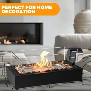 Portable Tabletop Fire Pit Modern Outdoor FirePit with Clear Viewing Area StainlessSteel Firepit Small Fireplace for Barbecue Party Camping Hiking Equipment