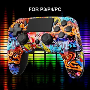 Graffiti Design Wireless Game Controller, Rechargeable Portable Controller, 1 Count Motion-Sensing Ergonomic Grip for PS3, PS4, PC, Rechargeable Lithium-polymer Battery, PC Gaming Peripheral, Console, Console Controller Accessories