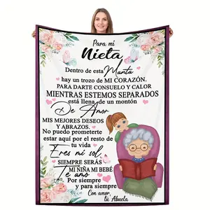 A Heartfelt And Warm Flannel Blanket for My Granddaughter, Specially Designed by Grandma, Filled with Blessings And Love, to Accompany Her Every Day, Forever Radiating Warmth And Affection  SingleSide Lightweight Blanket