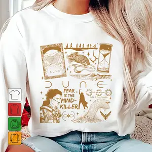 Dune Fear Is The Mind Killer Sweatshirt, Dune Arrakis Shirt, Dune Sandworm Tee, Dune Fear Shirt, Dune Book Hoodie 120324HCRD-3