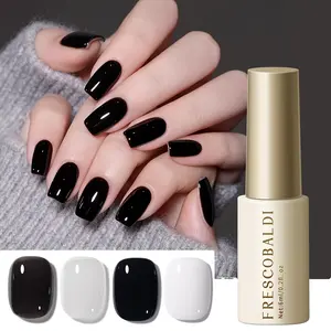 Cylindrical bottle, Black & White series, 4 pieces — classic, trendy black-and-white custom nail polish gel; LED UV gel; highly saturated color; long-lasting and durable without damaging nails; a salon-quality gel essential for home manicures.