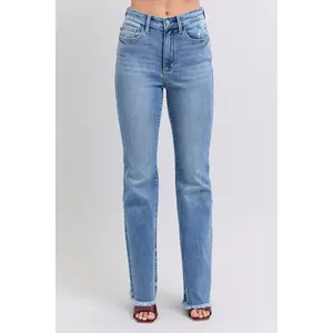 Judy Blue Full Size Raw Hem High Rise Bootcut Jeans