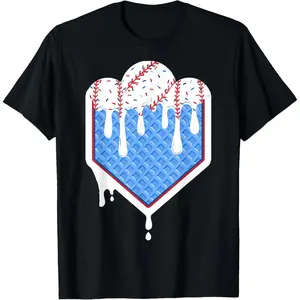 Baseball Drip Boy Ice Cream Sprinkle  Baseball Birthday T-Shirt Graphic tees