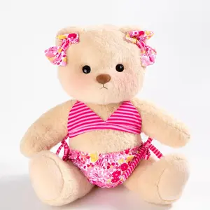 Getahug Pink Paradise Bikini Jointed Teddy Bear, 12 Inches Handmade Stuffed Animal, Birthday Gift with Care Tips: Brush Lightly, Wash in Cold Water and Neutral Detergent, Do Not Play with Small Parts in Your Mouth