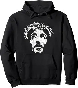 Abstract Jesus Christ Portrait - Devout Christian Pullover Hoodie