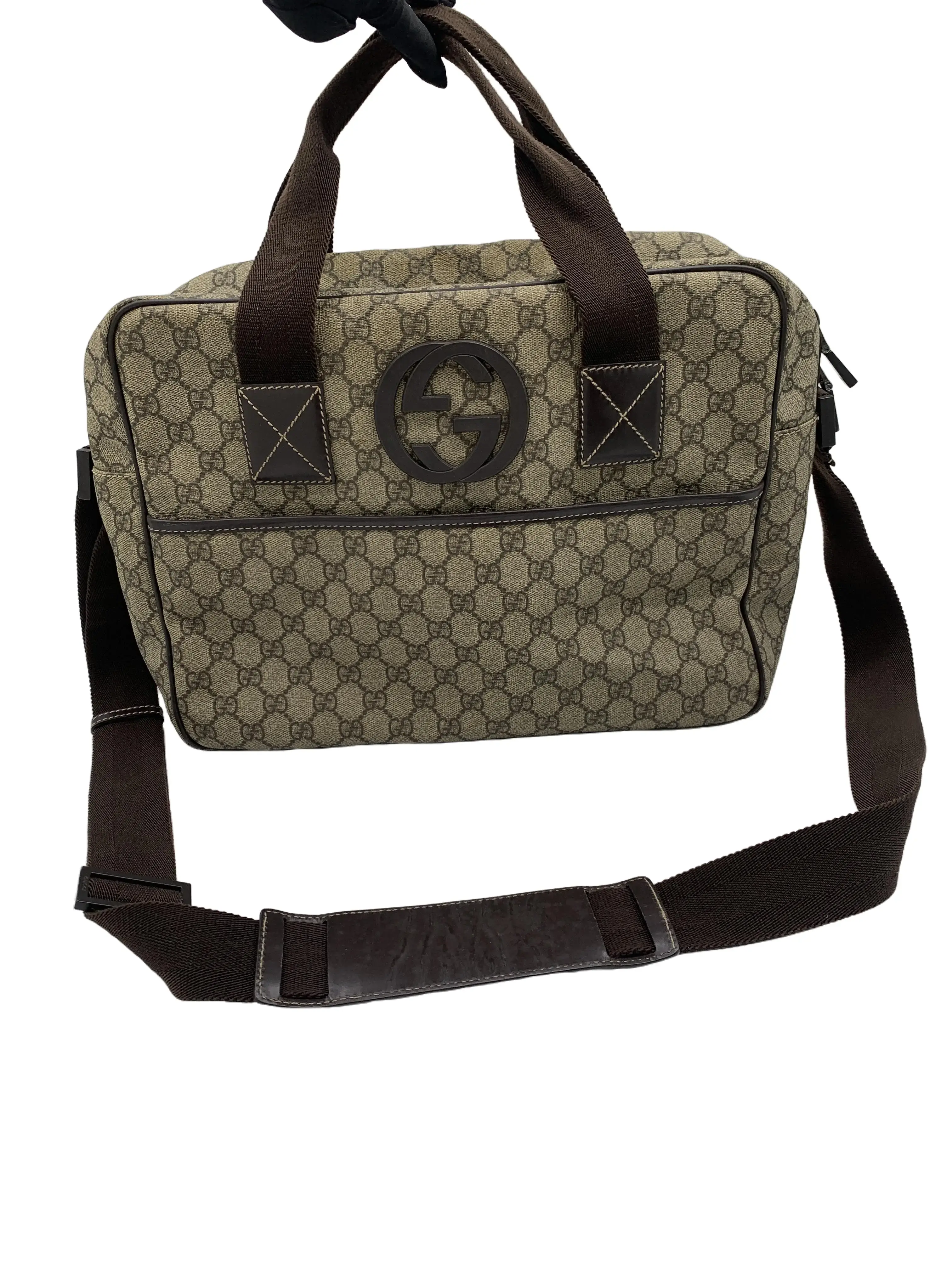 Pre-owned GUCCI GG Supreme Interlocking G Briefcase Crossbody Bag/WJ07125617/5617