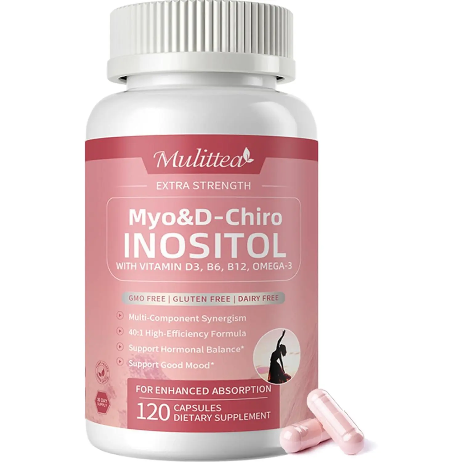 Myo-Inositol & D-Chiro Inositol Supplement with Folic Acid for Women | 14-in-1 Liposomal Inositol with Omega-3 & Multivitamin for Hormone Balance, Support Ovarian, Skin & Mood, 120 Vegan Capsules
