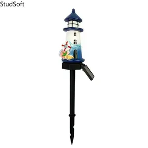 2026 New Solar Powered Lighthouse Garden Lights, LED Resin Nautical Pathway Lights, Outdoor Lawn Decor