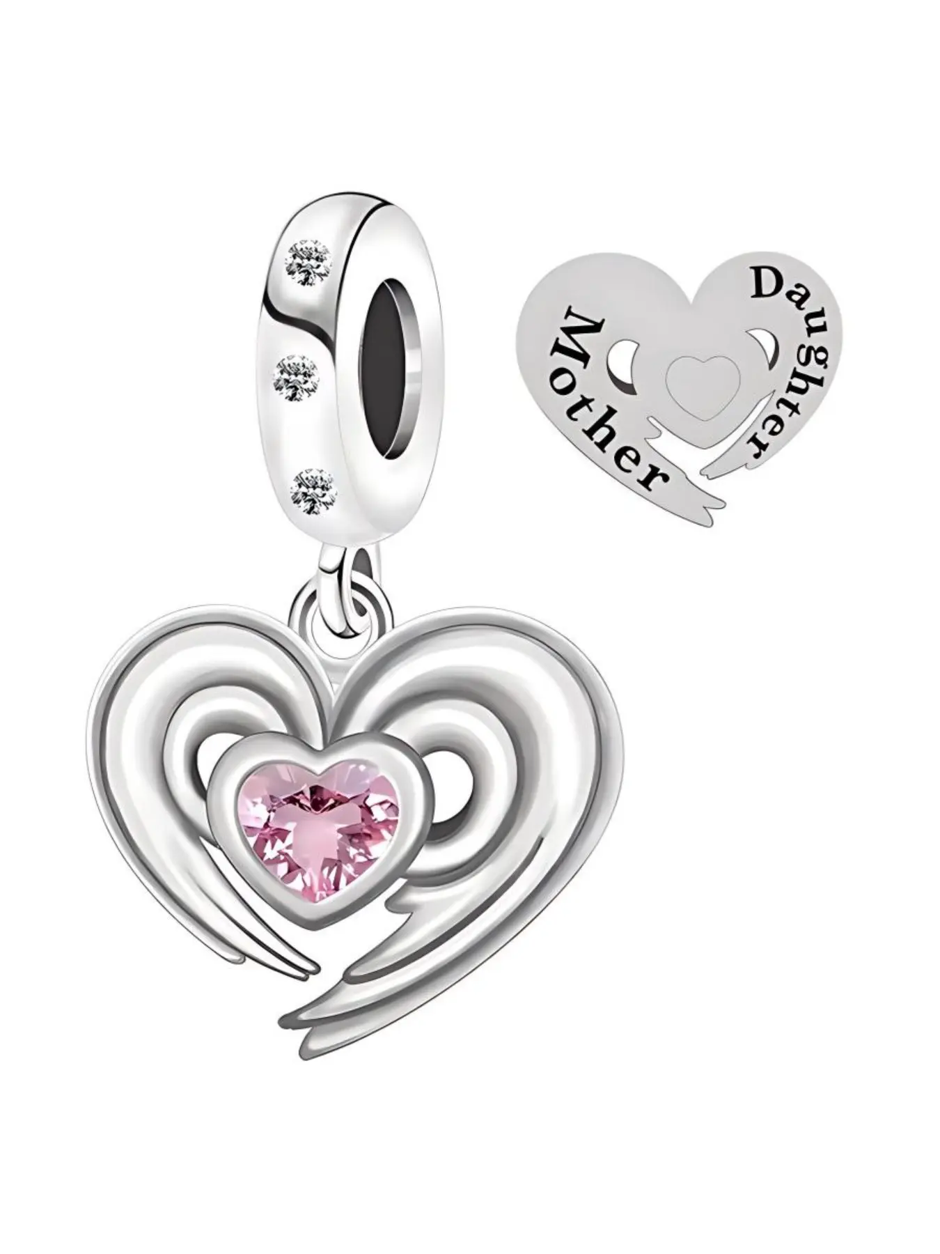 Heart Pendant Zircon Heart Charm, Sweet Style, Plated with Precious Metal, Perfect Mother's Day Gift, Wind, Cute and Elegant, Stackable Heart Pendant, Heart Charm Decor
