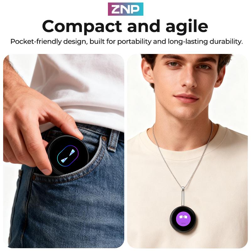 ZNP AI-Badge for Conversational Chat EmotionalCompanionship & Portability Ideal for Social Interaction and Travel Gadget with 60 Languages Instant Translation