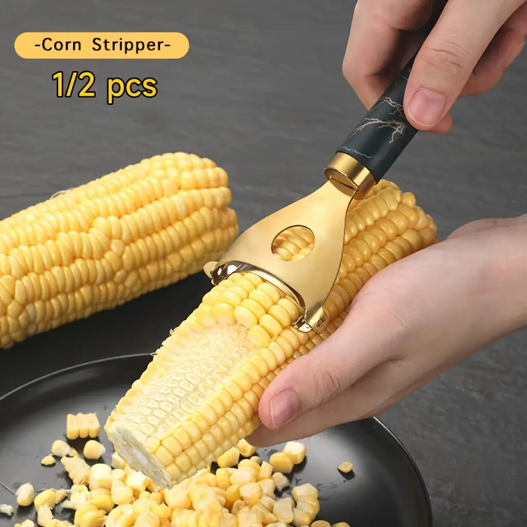 1/2pcs, Corn Cob Peeler, Stainless Steel Corn Cob Peeler, Household Corn Peeler, Reusable Corn Thresher, Creative Corn Peeler, Kitchen Multifunctional Peeler, Corn Cob Peeling Tool, Vegetable Peeler, Kitchen Supplies, Kitchen Accessories