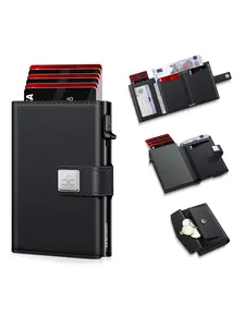 Men's Wallet Card Holder, Pop-Out Card Case, Rfid Protection, Rfid Card Slots, Lightweight Simple Design, Front Pocket ID Window, Cash Slot, Men's Gift