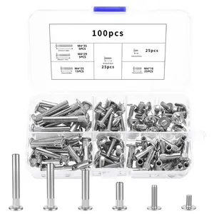 100-Piece M4 Cabinet Screws Set - Furniture Connector Bolts, Binding Barrels, Hardware Sleeves for Wood Cupboards, Bed Frames