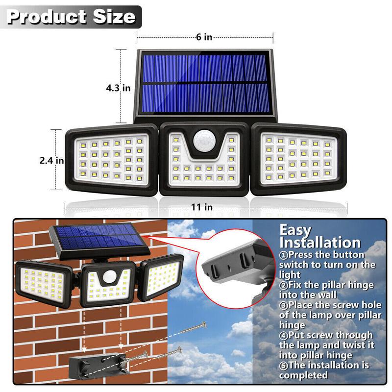 2 Pack LED Motion Sensor Solar Lights Outdoor IP65 Waterproof Security Lamp New, TikTokShopBlackFriday