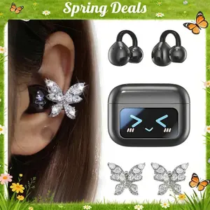 [Spring Deals] Tukio 2026 M100 Fashion Clip-On Earphones, featuring interchangeable earring accessories, an audio-visual touchscreen, and wireless audio transmission technology. Equipped with Bluetooth 6.0 for faster and more stable connections.