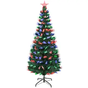 3 Color Fiber Optic Christmas Tree, 4-6 FT Pre-Lit Artificial Xmas Tree, PVC Material 170 Tips for Holiday Home Decor Indoor, Easy Assembly for Office, Decoration