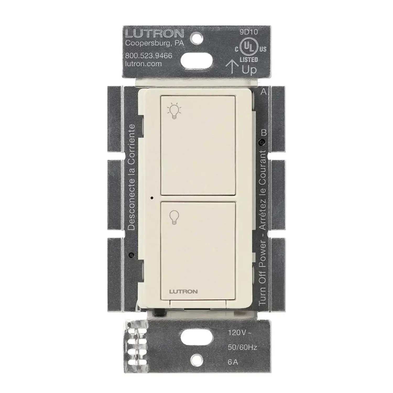Lutron PD-6ANS Caseta Wireless In-Wall Switch, 6A, Single Pole/3-Way/Multi-Location, Light Almond