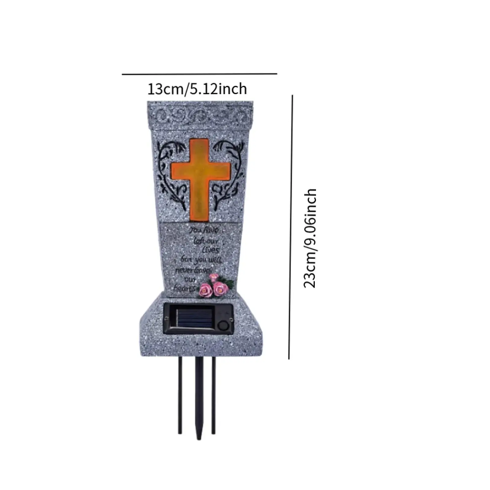 Gravestone Decor Ornaments Solar Cemetery Grave Flower Arrangement Led Lighted Vase with LED for Fresh/Artificial Flowers Headstones Vases with Spikes Memorial Gifts for Loss of Loved One