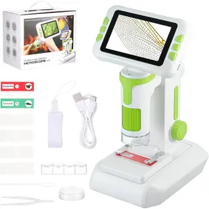 1600X Digital Microscope for Kids, Upgraded Portable with 4.0 inch HD Screen, 2-in-1 Desktop Handheld Rechargeable Miniscope for Student Education Science Gift for Kids