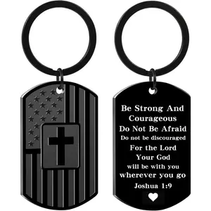 Christian gifts for men and boys — Bible verse dog tag, cross keychain for birthdays and Christmas, fashionable first communion and baptism gifts