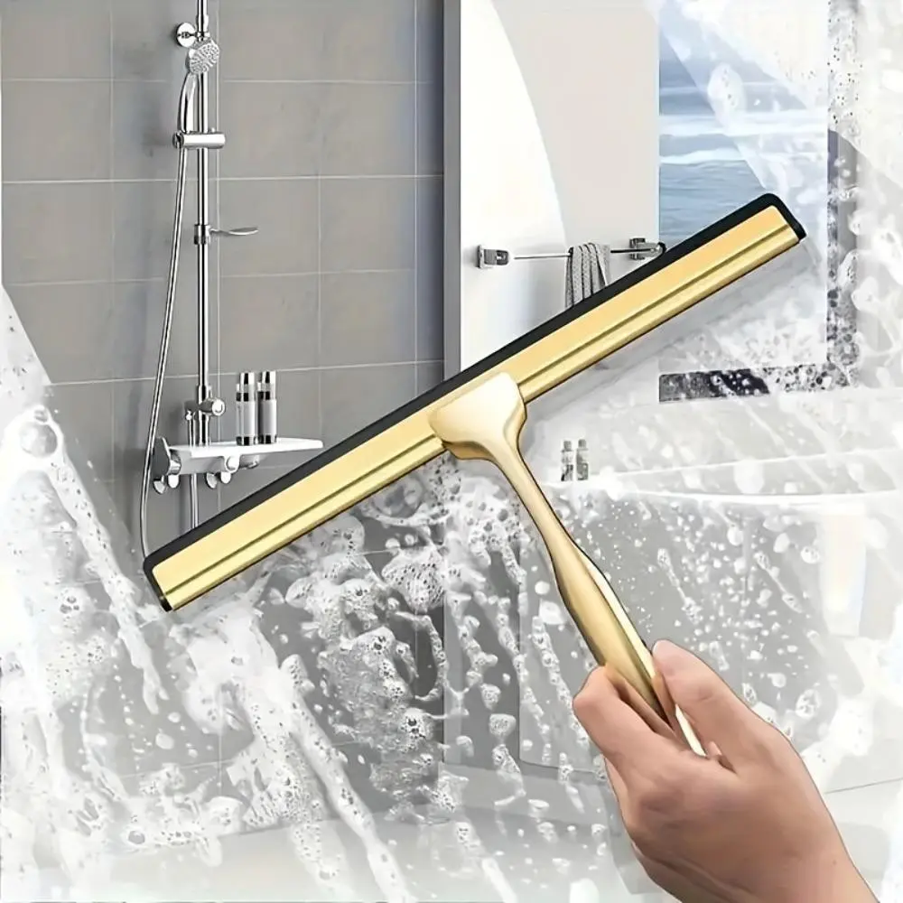 Golden Color Stainless Steel Shower Squeegee, Multi-Use for Shower Doors & Windows, Durable Design for Easy Cleaning