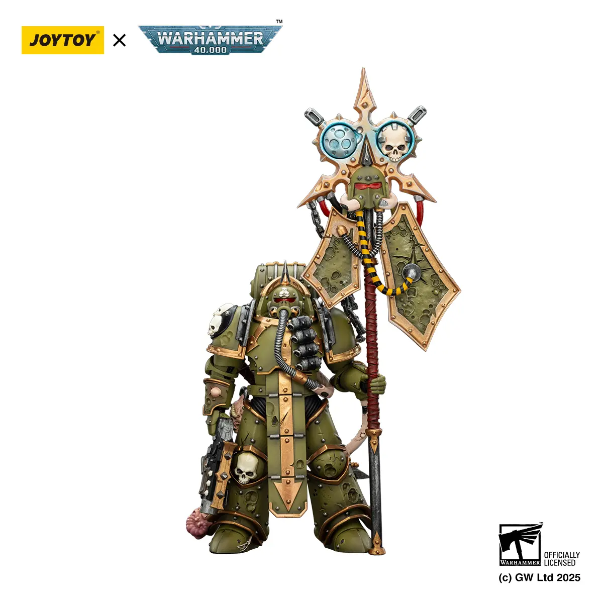 JOYTOY 1/18 Death Guard Plague Marine Icon Bearer Collectible Model Action Figure, JT02915, Equipped with Boltgun and Plague Blade, Figures, Minifigures Action Figures