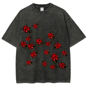 Ladybugs Unisex Vintage Washed Shirt, Graphic Tee, Unisex Fashion, Full Color, Full Size, For Men, For Women