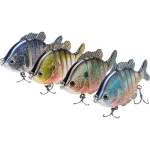 SwimPanfish Multi Jointed Panfish Bluegill Swimbaits Hard Topwater Bass Lures Fishing Lure Crank Saltwater 3.5in/0.85oz,Pack of 4