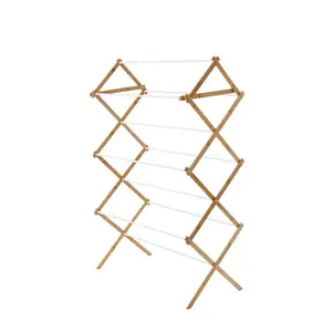 Space-Saving Collapsible Bamboo Laundry Clothes Drying Rack