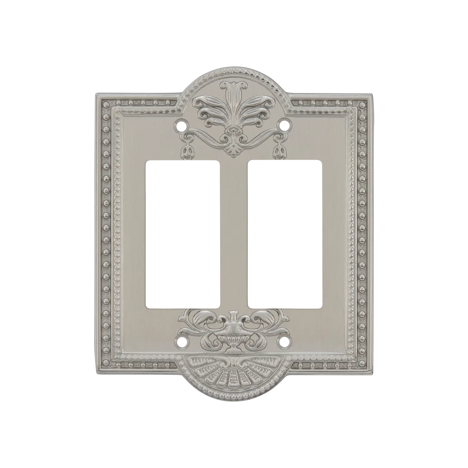 Meadows Switch Plate with Double Rocker in Satin Nickel