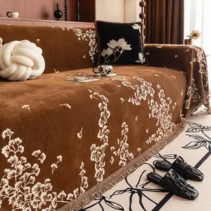 High-Quality Chenille Sofa Throw Cover, Sofa Slipcover, Pet-Friendly and Washable, Anti-Slip Fringed Design for Home Decor in Office Bedroom Living Room
