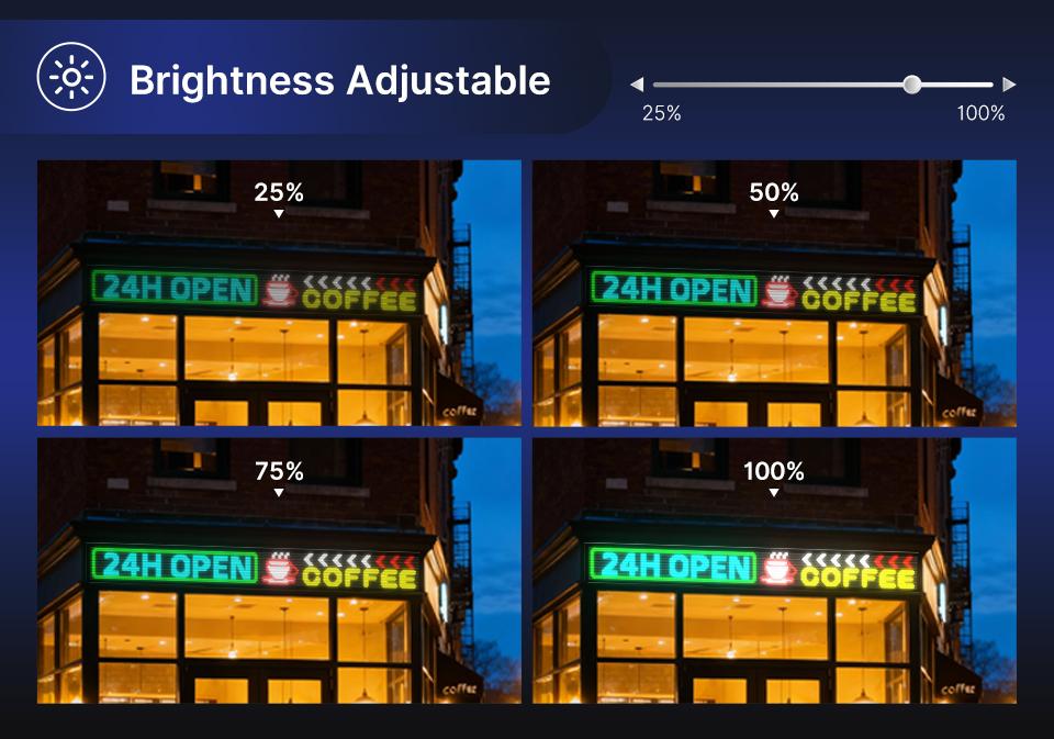 HYPERLITE Scrolling LED Message Sign USB Programmable Display Board Custom Text Marquee Light with App Control for Business Restaurant Event Christmas Decor Multiple Sizes 898mm to 3340mm stockup mothersday