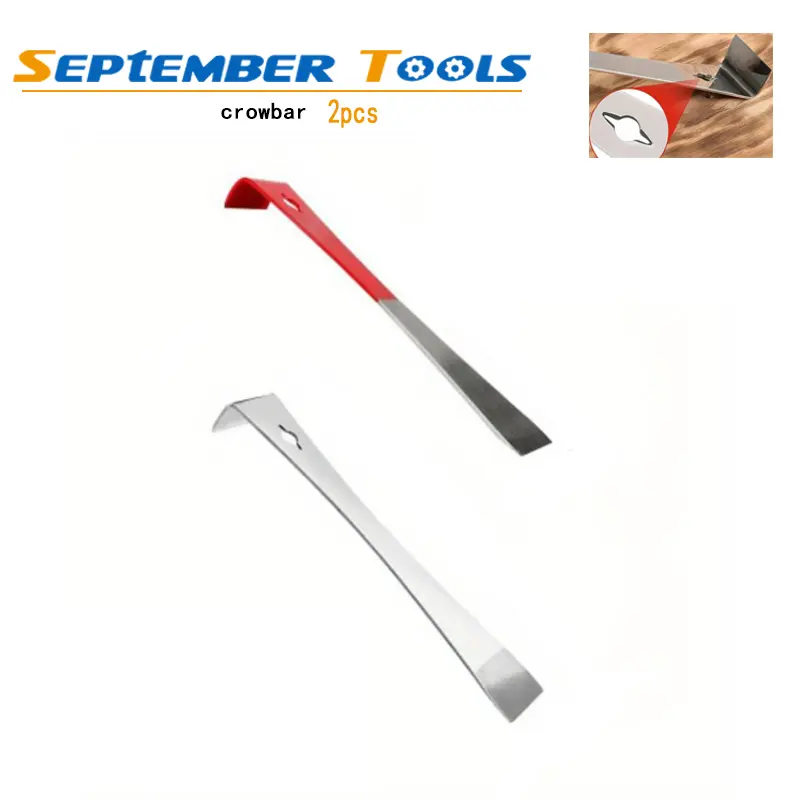 2pcs Heavy Duty Metal Crowbar & Scraper Hardware Set - Durable Stainless Steel, Large Plate, 90° Right Angle End, Hand Tool for Prying Out Frames, Propolis Seal, Scraping Wax and Propolis