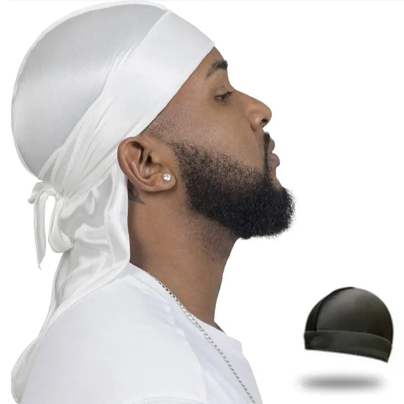 2PCS Durag for Men Wave Cap Satin Dorag for Men Women 360 Wave Head Wrap Hairwraps Headscarf